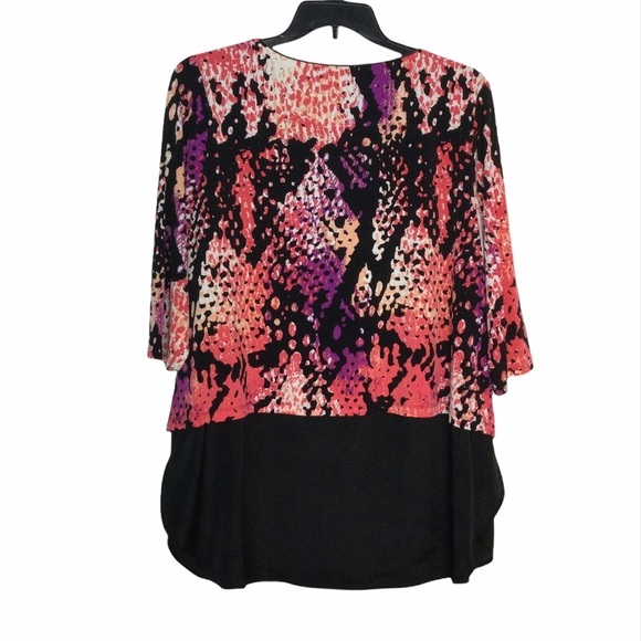 Women’s Worthington 1X XL 16 - 18 Top Blouse Shirt Pattered Layered Spandex - Picture 3 of 8